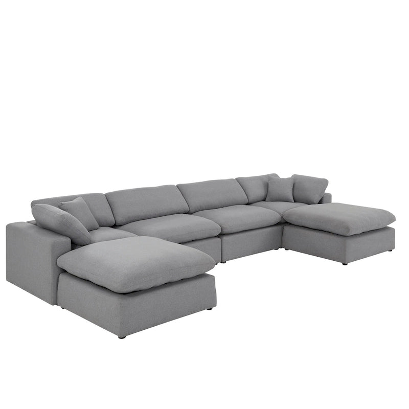 Sofa sekcyjna w kształcie litery U „Anka Grey Linen Down Fill” firmy iNSPIRE Q Modern