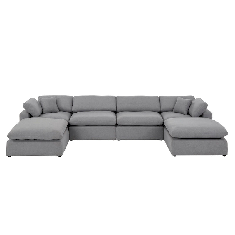 Sofa sekcyjna w kształcie litery U „Anka Grey Linen Down Fill” firmy iNSPIRE Q Modern