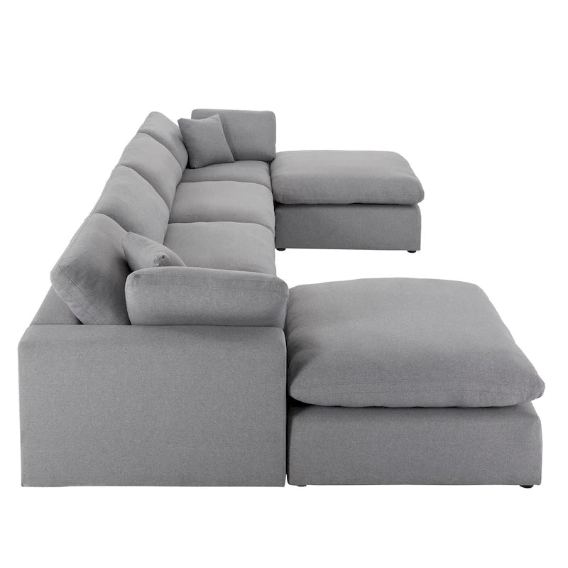 Sofa sekcyjna w kształcie litery U „Anka Grey Linen Down Fill” firmy iNSPIRE Q Modern
