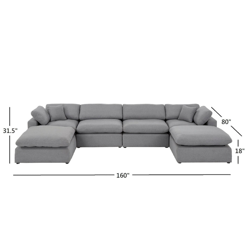 Sofa sekcyjna w kształcie litery U „Anka Grey Linen Down Fill” firmy iNSPIRE Q Modern