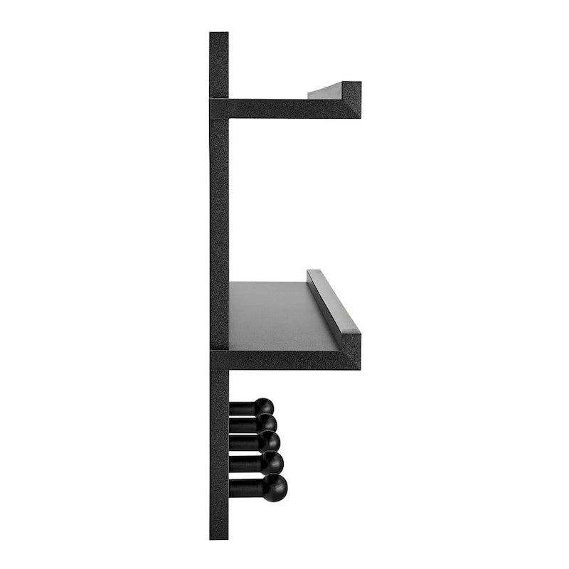 Étagère murale à 2 niveaux avec 5 crochets Danya B. – Entrée ou salle de bain