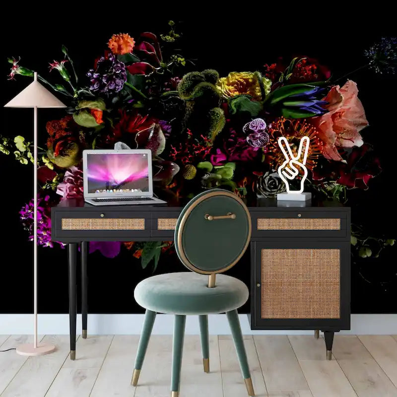 Bureau Sierra 3 tiroirs en bois et rotin