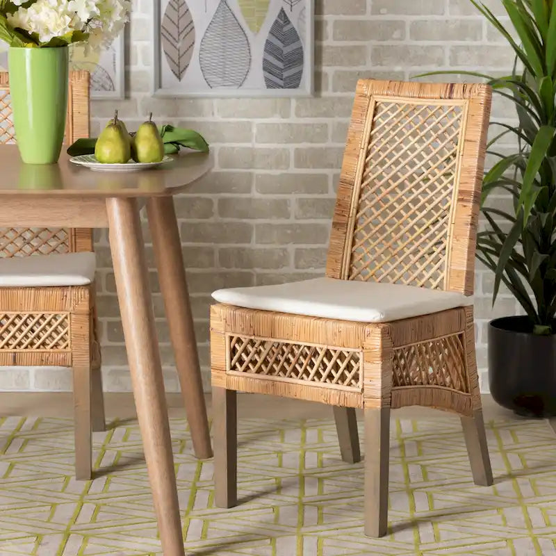 Argos Nowoczesne Bohema Naturalne Brązowe Krzesła Rattanowe do Jadalni Zestaw 2 Sztuk