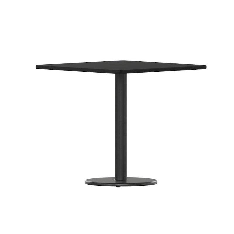 Kwadratowy blat laminowany 30 x 30 z okrągłą podstawą stołową o wysokości 18 cali – 30 szer. x 30 gł. x 31,125 wys. – 30 szer. x 30 gł. x 31,125 wys.