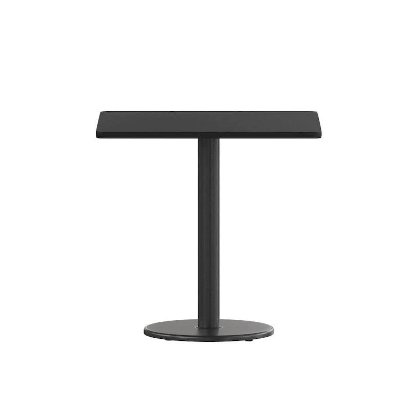 Kwadratowy blat laminowany 30 x 30 z okrągłą podstawą stołową o wysokości 18 cali – 30 szer. x 30 gł. x 31,125 wys. – 30 szer. x 30 gł. x 31,125 wys.