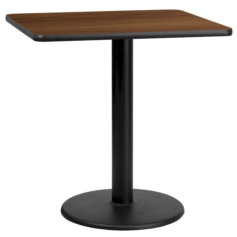 Kwadratowy blat laminowany 30 x 30 z okrągłą podstawą stołową o wysokości 18 cali – 30 szer. x 30 gł. x 31,125 wys. – 30 szer. x 30 gł. x 31,125 wys.