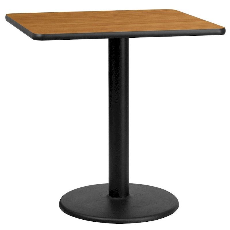 Kwadratowy blat laminowany 30 x 30 z okrągłą podstawą stołową o wysokości 18 cali – 30 szer. x 30 gł. x 31,125 wys. – 30 szer. x 30 gł. x 31,125 wys.