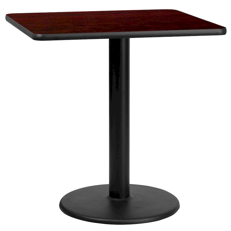 Kwadratowy blat laminowany 30 x 30 z okrągłą podstawą stołową o wysokości 18 cali – 30 szer. x 30 gł. x 31,125 wys. – 30 szer. x 30 gł. x 31,125 wys.