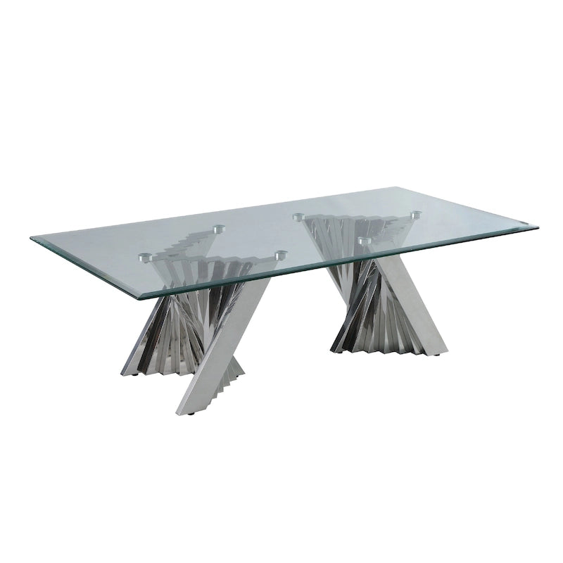 Table basse moderne en verre de qualité supérieure avec base en spirale - Table basse
