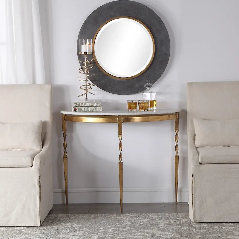 Console demi-lune Uttermost Imelda dorée