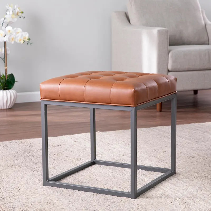 SEI Furniture Healy Mini otoman w kolorze siodłowym brązie