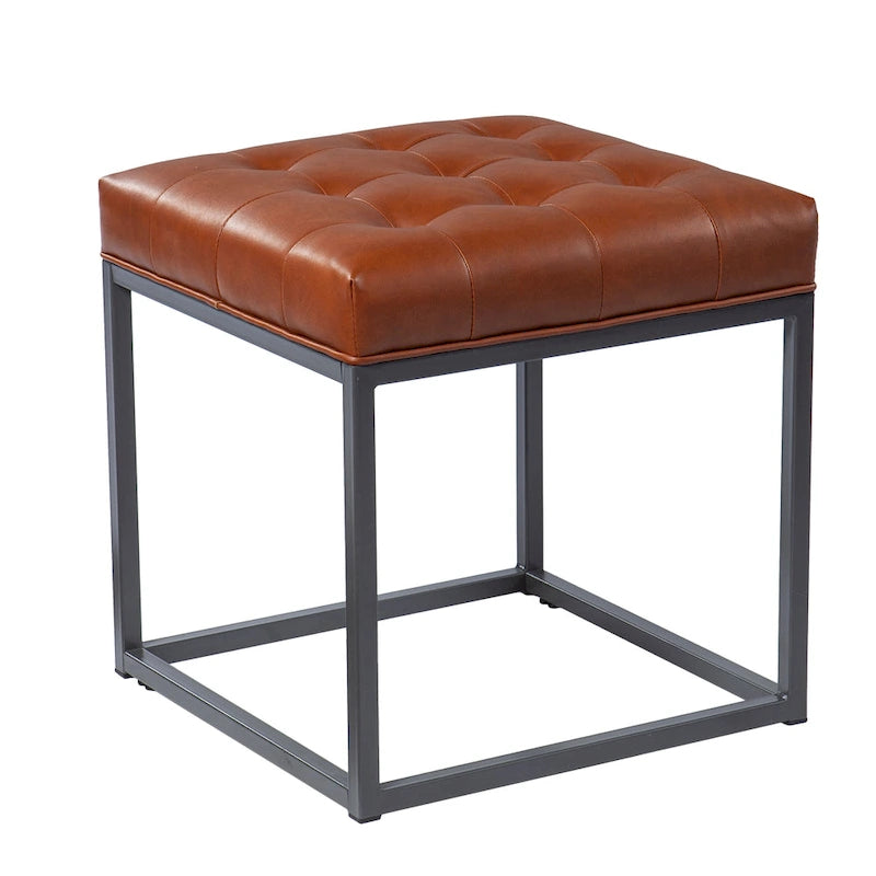SEI Furniture Healy Mini otoman w kolorze siodłowym brązie