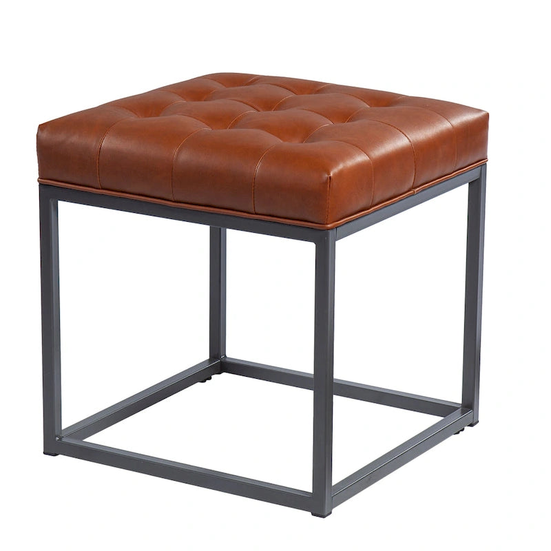 SEI Furniture Healy Mini otoman w kolorze siodłowym brązie