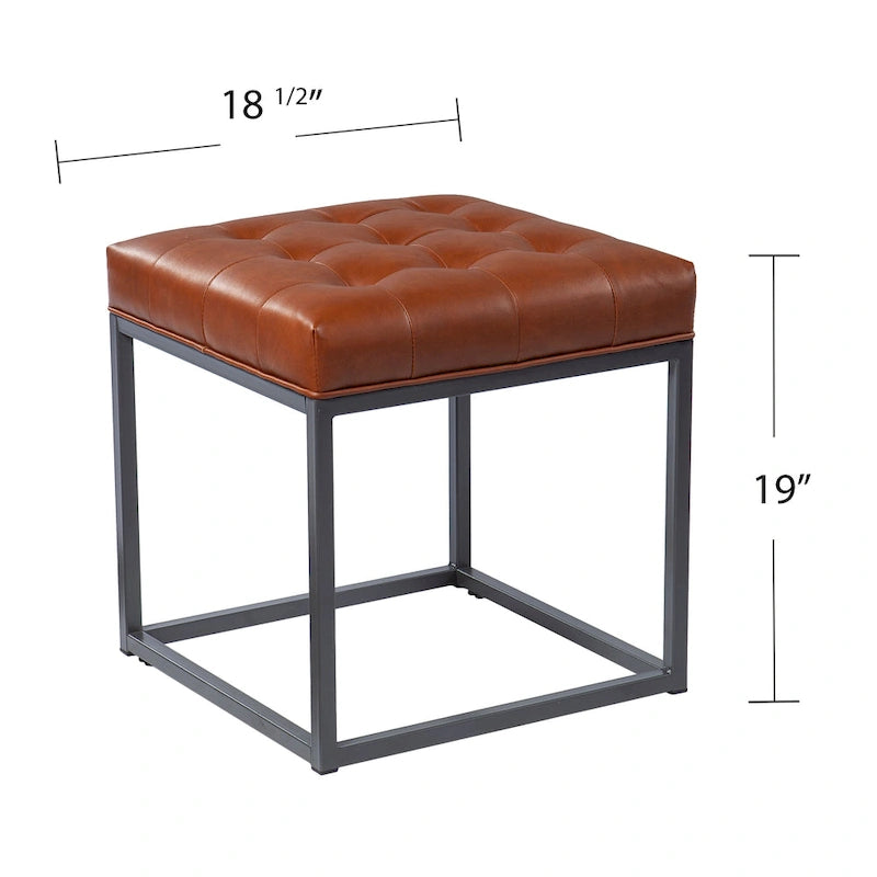 SEI Furniture Healy Mini otoman w kolorze siodłowym brązie