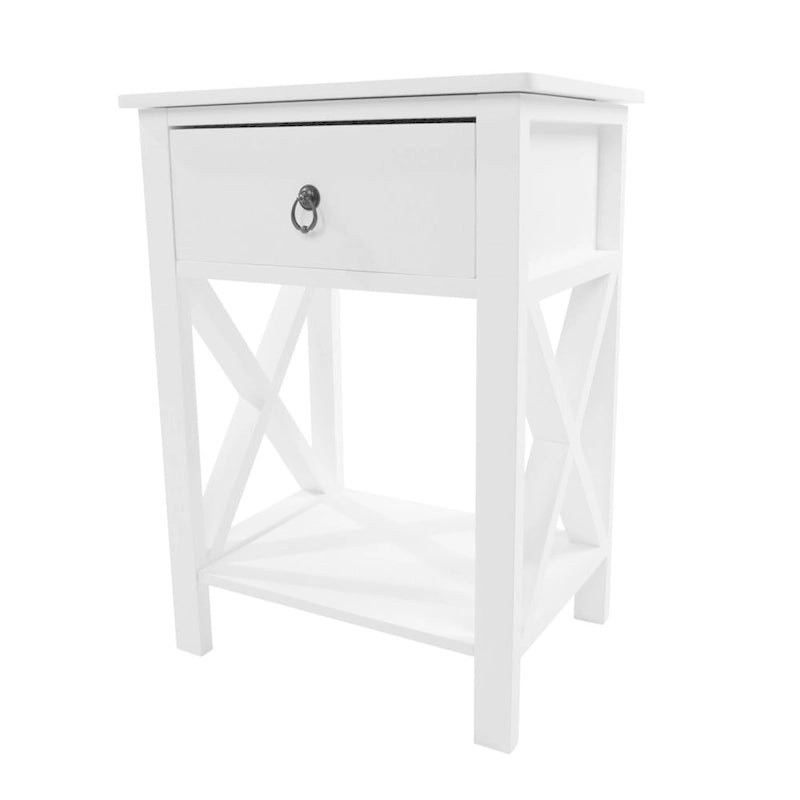 Table de chevet Copper Grove Vore Wood X-base avec 1 tiroir de rangement
