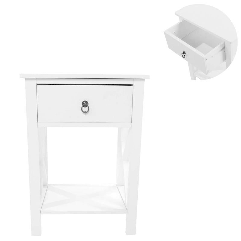 Table de chevet Copper Grove Vore Wood X-base avec 1 tiroir de rangement