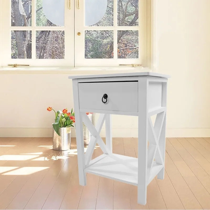 Table de chevet Copper Grove Vore Wood X-base avec 1 tiroir de rangement