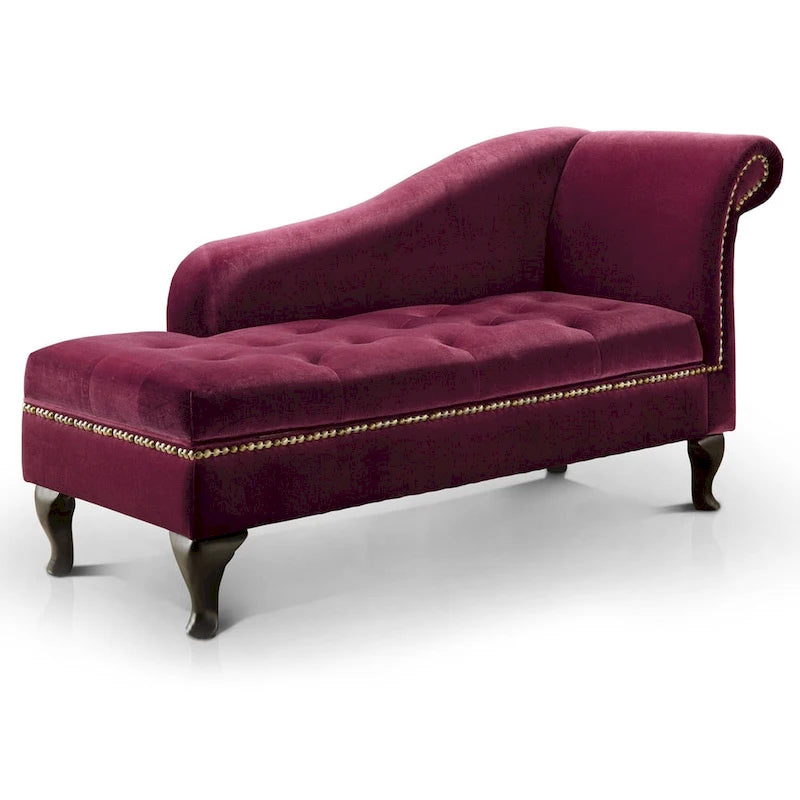 Szezlong do przechowywania Riz Modern z litego drewna z guzikami od Furniture of America