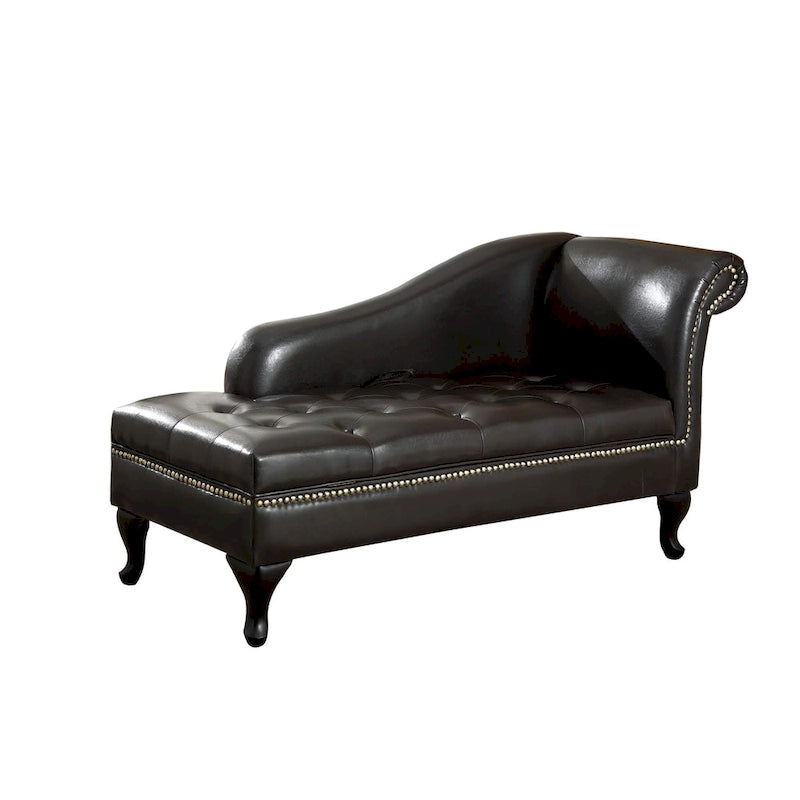 Szezlong do przechowywania Riz Modern z litego drewna z guzikami od Furniture of America