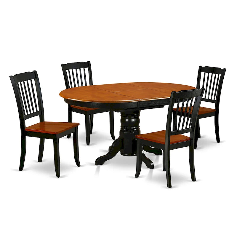 Ensemble de salle à manger East West Furniture - une table de cuisine ovale et des chaises de cuisine, 42x60 pouces, noir et cerisier (options de pièces)