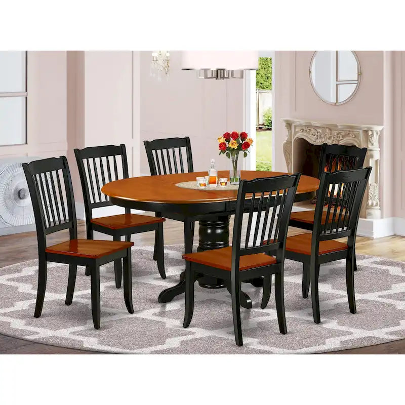 Ensemble de salle à manger East West Furniture - une table de cuisine ovale et des chaises de cuisine, 42x60 pouces, noir et cerisier (options de pièces)
