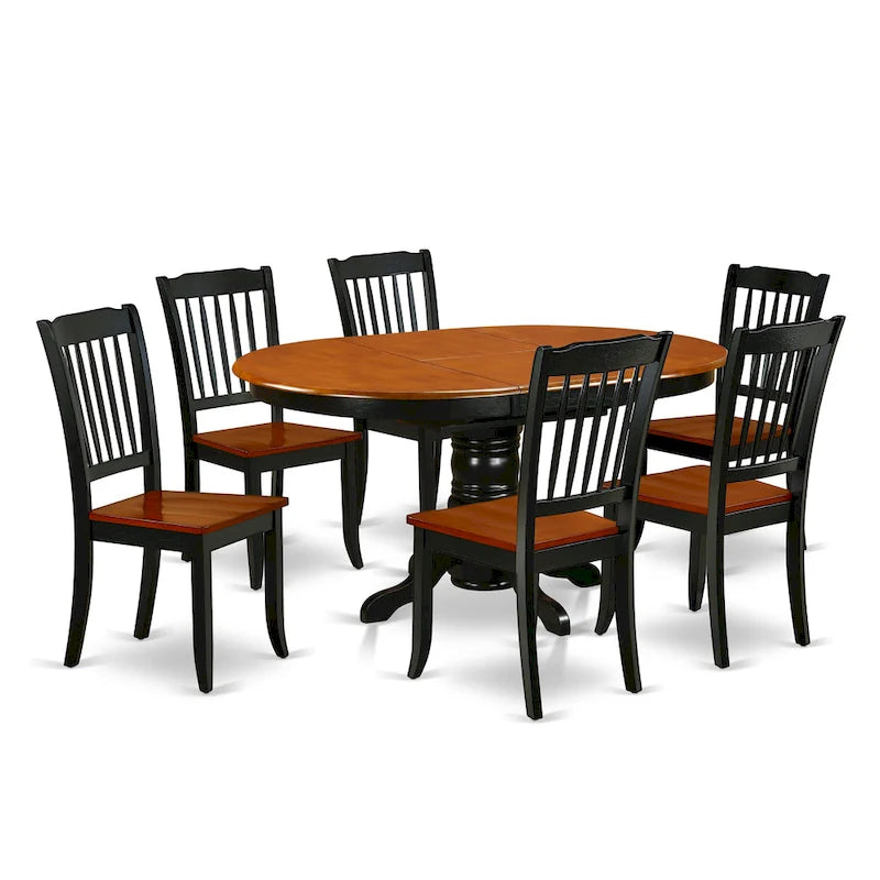 Ensemble de salle à manger East West Furniture - une table de cuisine ovale et des chaises de cuisine, 42x60 pouces, noir et cerisier (options de pièces)