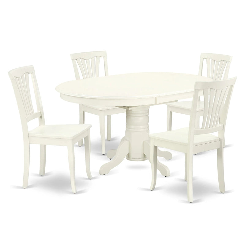 East West Furniture Ensemble de meubles de salle à manger - une table de cuisine ovale et des chaises de salle à manger en bois, blanc lin (option de pièces)