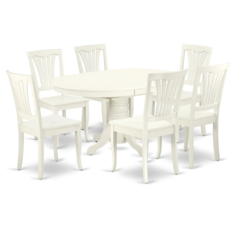 East West Furniture Ensemble de meubles de salle à manger - une table de cuisine ovale et des chaises de salle à manger en bois, blanc lin (option de pièces)