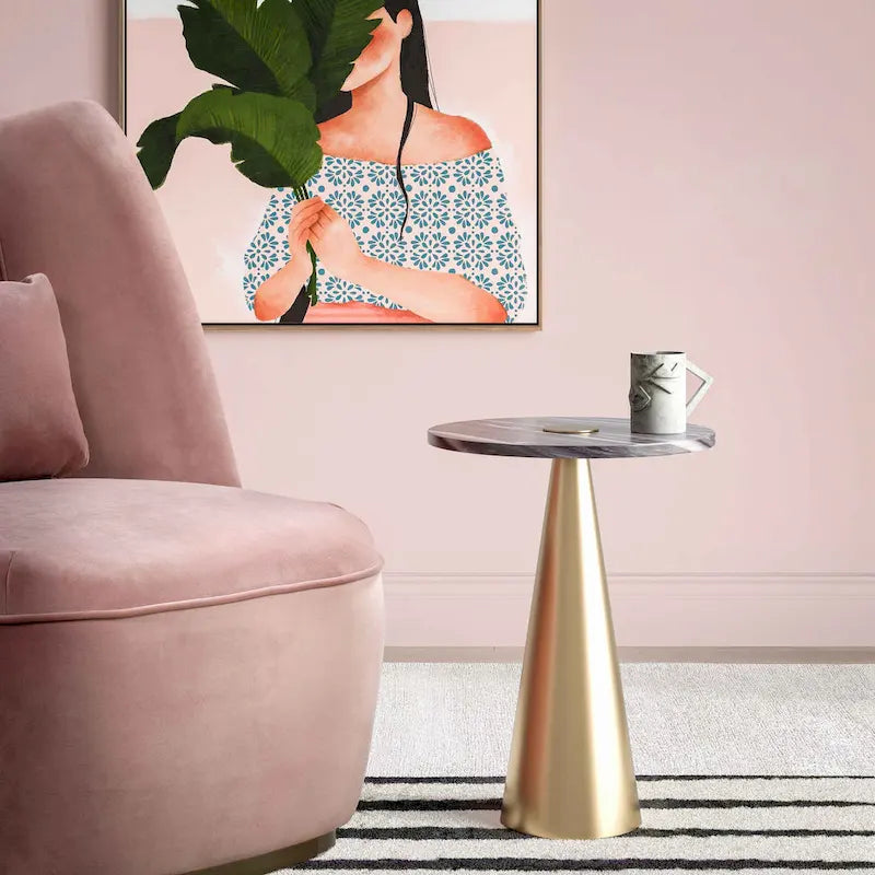 Addyson Marble Side Table - 16W x 16D x 22H