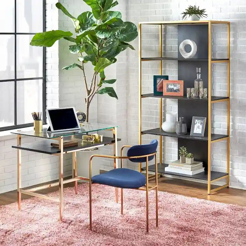 Szklane biurko Lifestorey Thayer w stylu Mid-Century