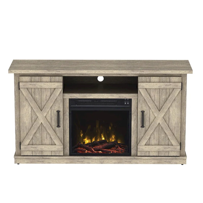 Meuble TV cheminée Cottonwood pour TV jusqu'à 55 pouces, pin Ashland – 47,5 pouces de largeur