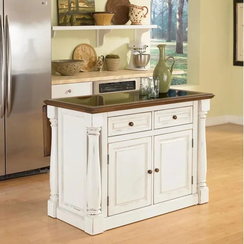 Îlot de cuisine blanc vieilli Monarch par Home Styles