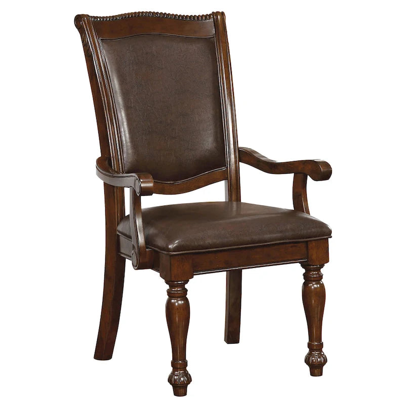 Ensemble de salle à manger formel 9 pièces Madzharovo en similicuir marron cerise par Copper Grove