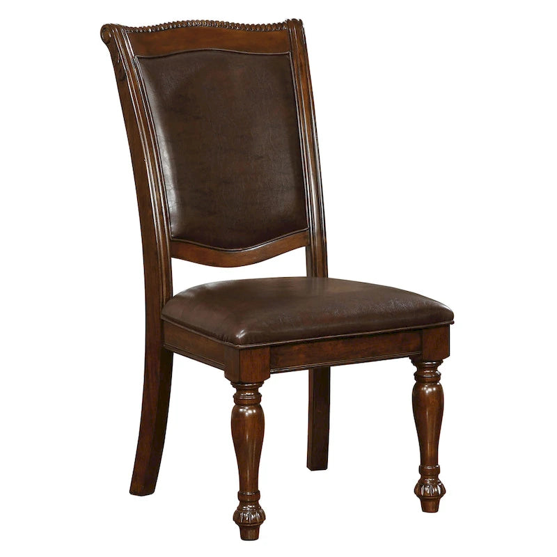 Ensemble de salle à manger formel 9 pièces Madzharovo en similicuir marron cerise par Copper Grove