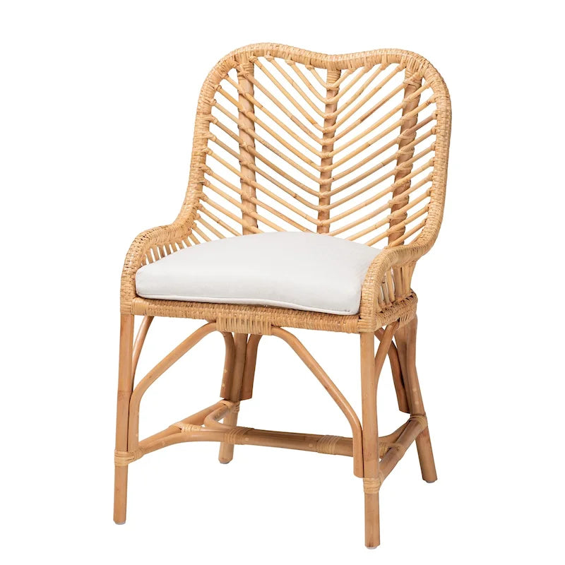 Krzesło jadalniane Arween Modern Bohemian z naturalnego brązowego rattanu