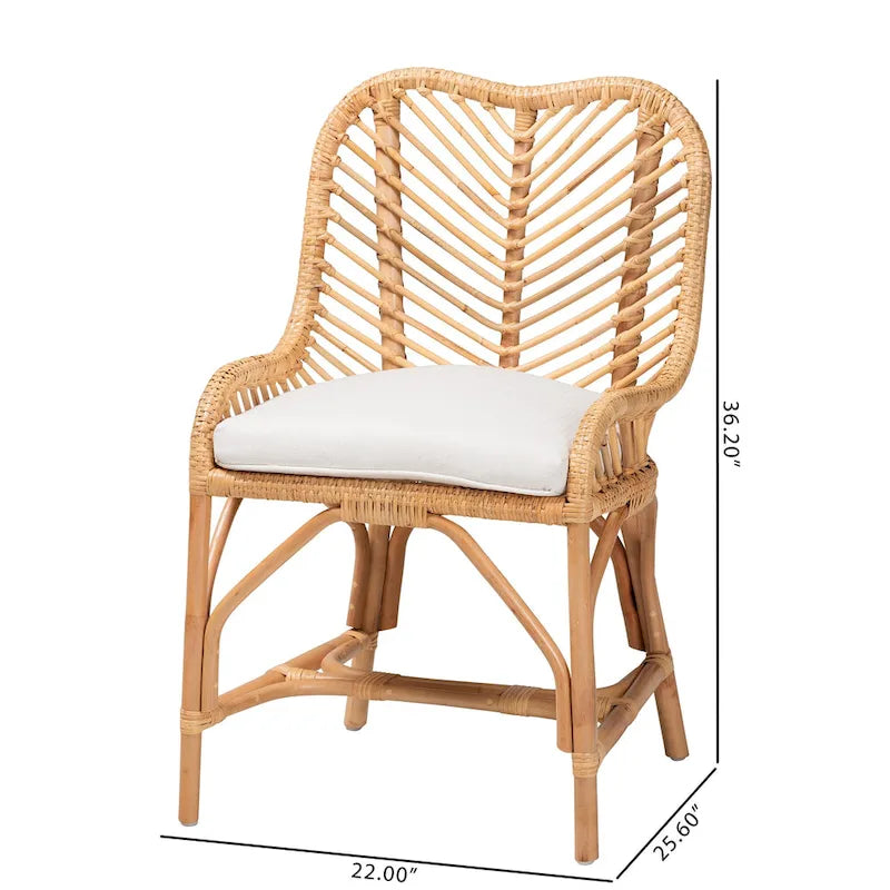 Krzesło jadalniane Arween Modern Bohemian z naturalnego brązowego rattanu