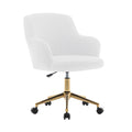 Chaise de bureau pivotante Porthos Home Tana, tissu Teddy, pieds chromés dorés