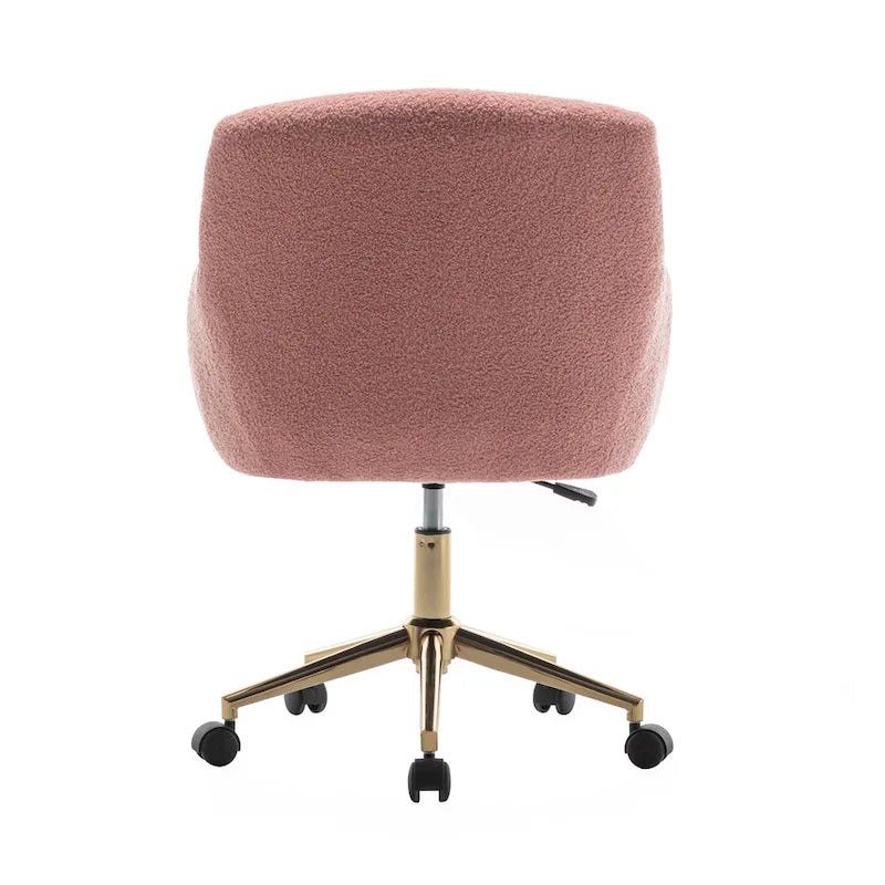Chaise de bureau pivotante Porthos Home Tana, tissu Teddy, pieds chromés dorés