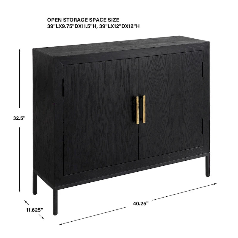 Meuble bas Uttermost Front Range chêne foncé 2 portes - 40,25 L X 32,5 H X 11,625 P (po)