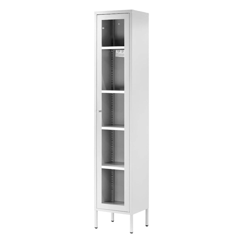 Meuble bas Avis en métal blanc de 71 pouces avec porte transparente