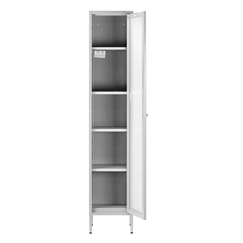 Meuble bas Avis en métal blanc de 71 pouces avec porte transparente