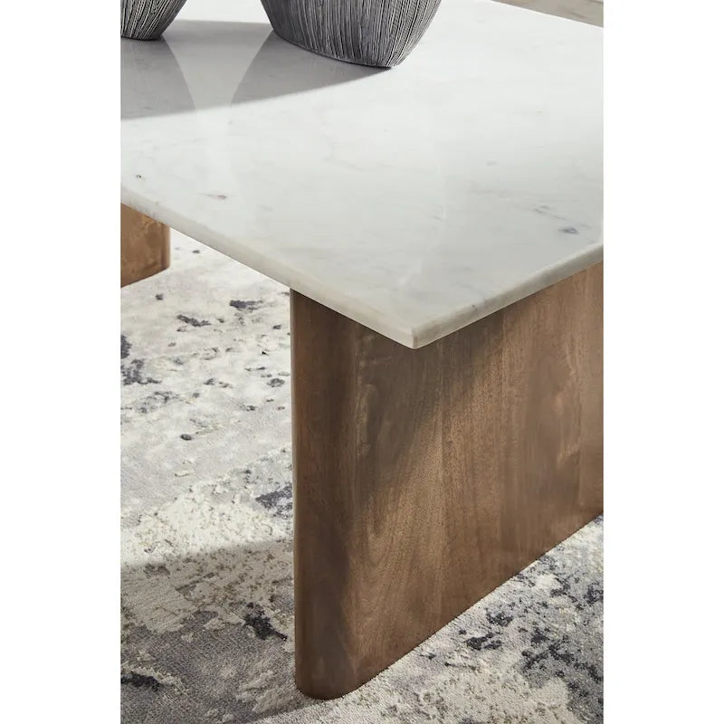 Signature Design by Ashley Isanti – Table basse marron clair/blanc – 48 larg. x 26 prof. x 17 haut.