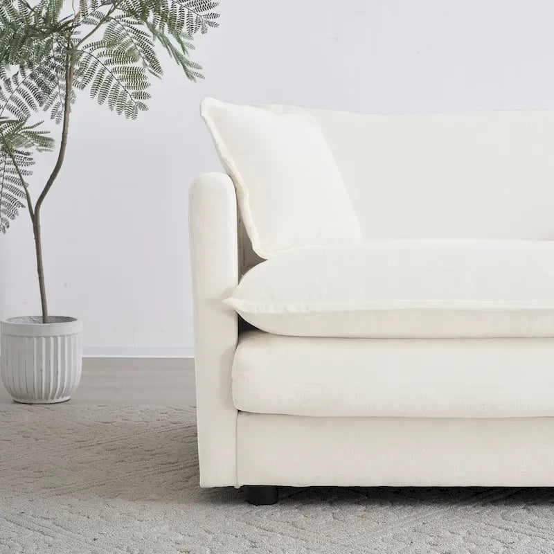 Causeuse 2 places et fauteuil, Ensemble canapé et fauteuil 2 pièces, Causeuse et fauteuil d'appoint, Canapé de salon en chenille rembourré 2 pièces