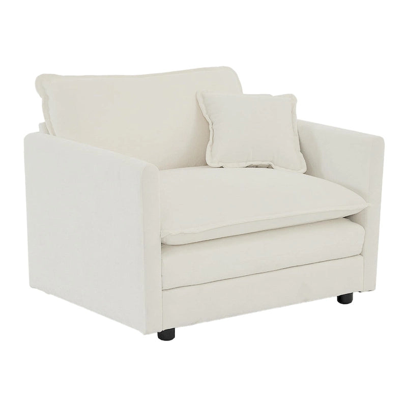 Causeuse 2 places et fauteuil, Ensemble canapé et fauteuil 2 pièces, Causeuse et fauteuil d'appoint, Canapé de salon en chenille rembourré 2 pièces