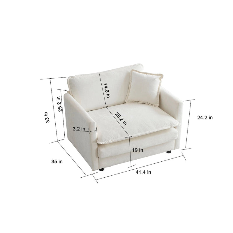 Causeuse 2 places et fauteuil, Ensemble canapé et fauteuil 2 pièces, Causeuse et fauteuil d'appoint, Canapé de salon en chenille rembourré 2 pièces