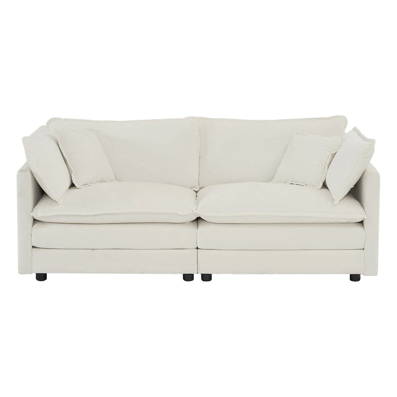 Causeuse 2 places et fauteuil, Ensemble canapé et fauteuil 2 pièces, Causeuse et fauteuil d'appoint, Canapé de salon en chenille rembourré 2 pièces