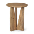 Table d'appoint ronde en bois massif marron clair Mattius