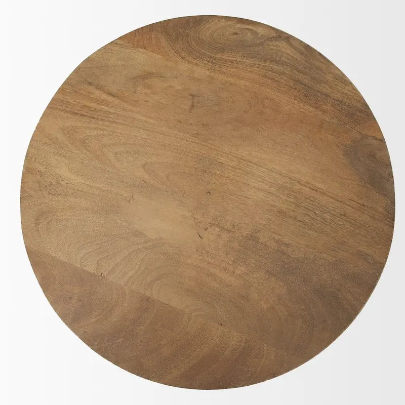 Table d'appoint ronde en bois massif marron clair Mattius