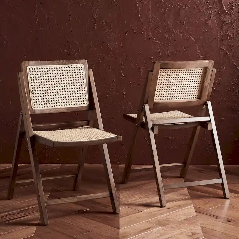 Chaise pliante de salle à manger SAFAVIEH Couture Reinalda Cane (lot de 2) - 45,7 cm L x 58,4 cm P x 83,8 cm H - 45,7Lx58,4Px83,8H