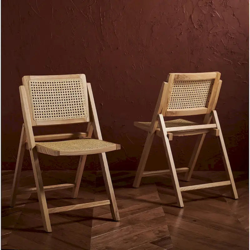 Chaise pliante de salle à manger SAFAVIEH Couture Reinalda Cane (lot de 2) - 45,7 cm L x 58,4 cm P x 83,8 cm H - 45,7Lx58,4Px83,8H